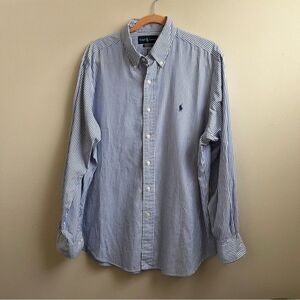 Ralph Lauren blue & white stripe shirt Size 16.5” classic fit pony